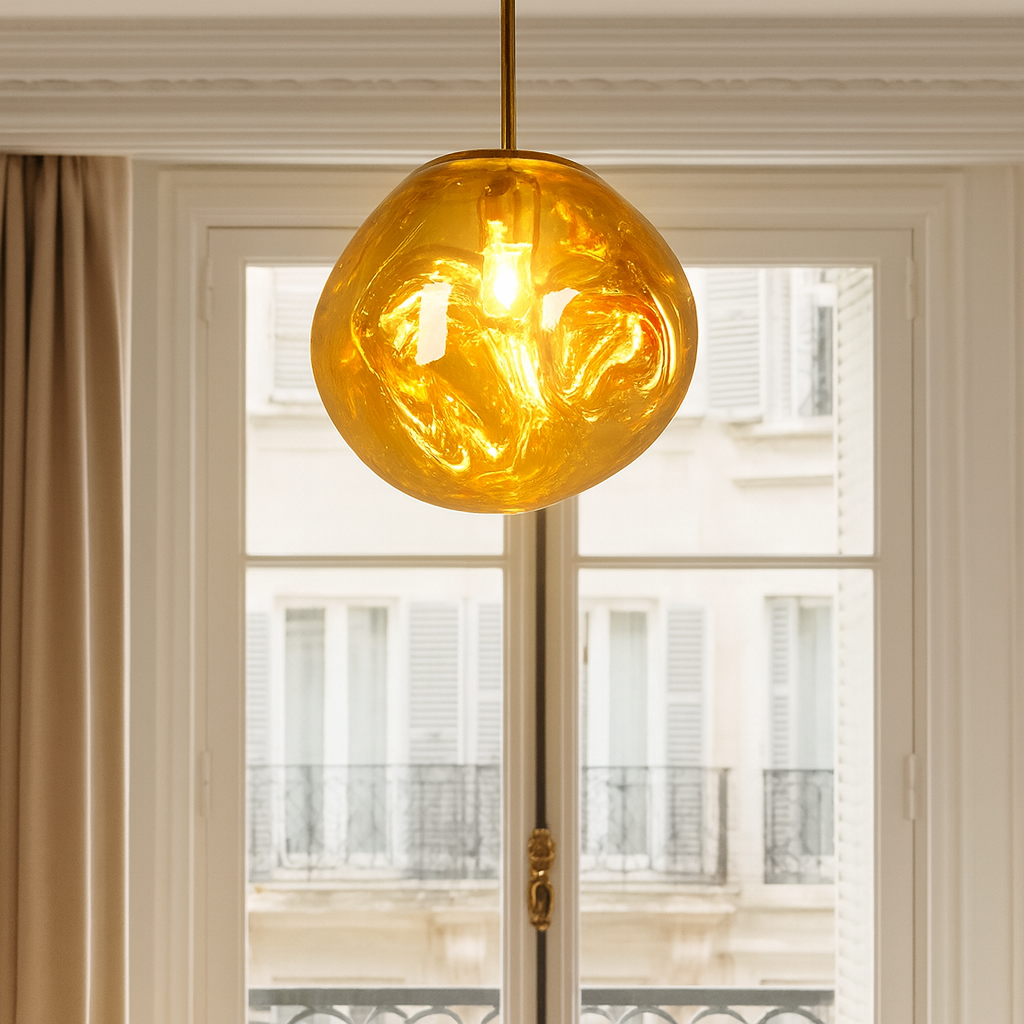 Melted effect coloured glass ceiling Light