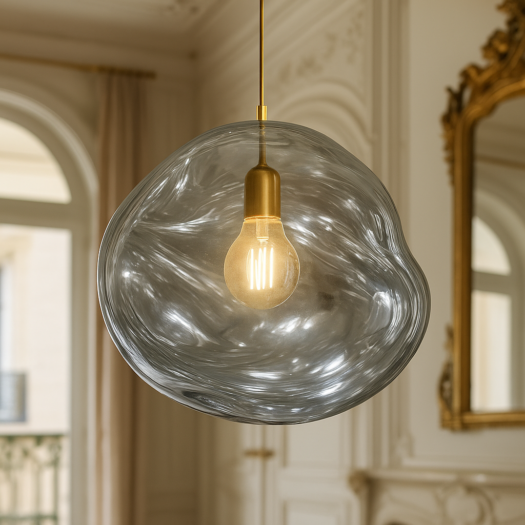 Melted effect coloured glass ceiling Light