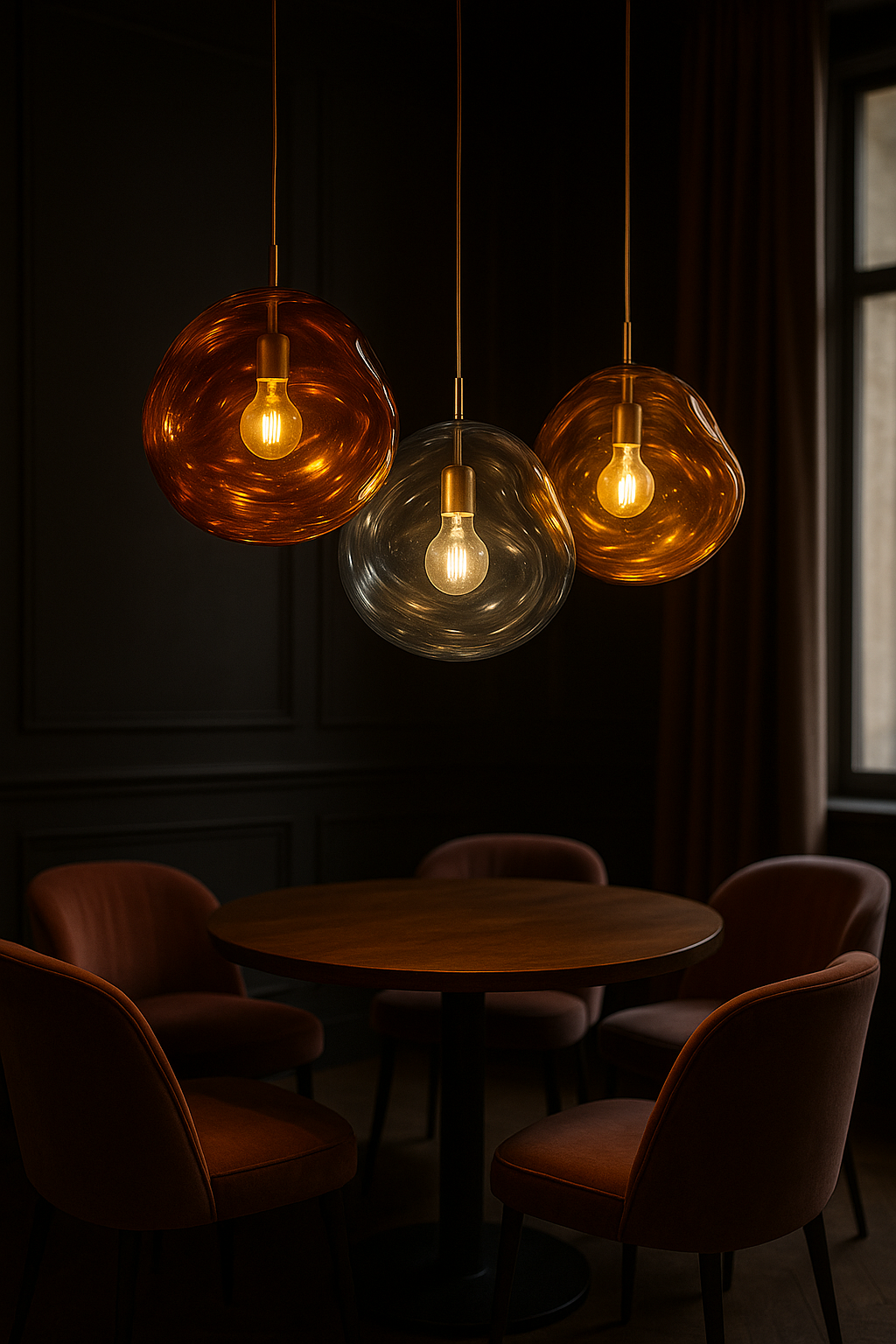 Melted effect coloured glass ceiling Light