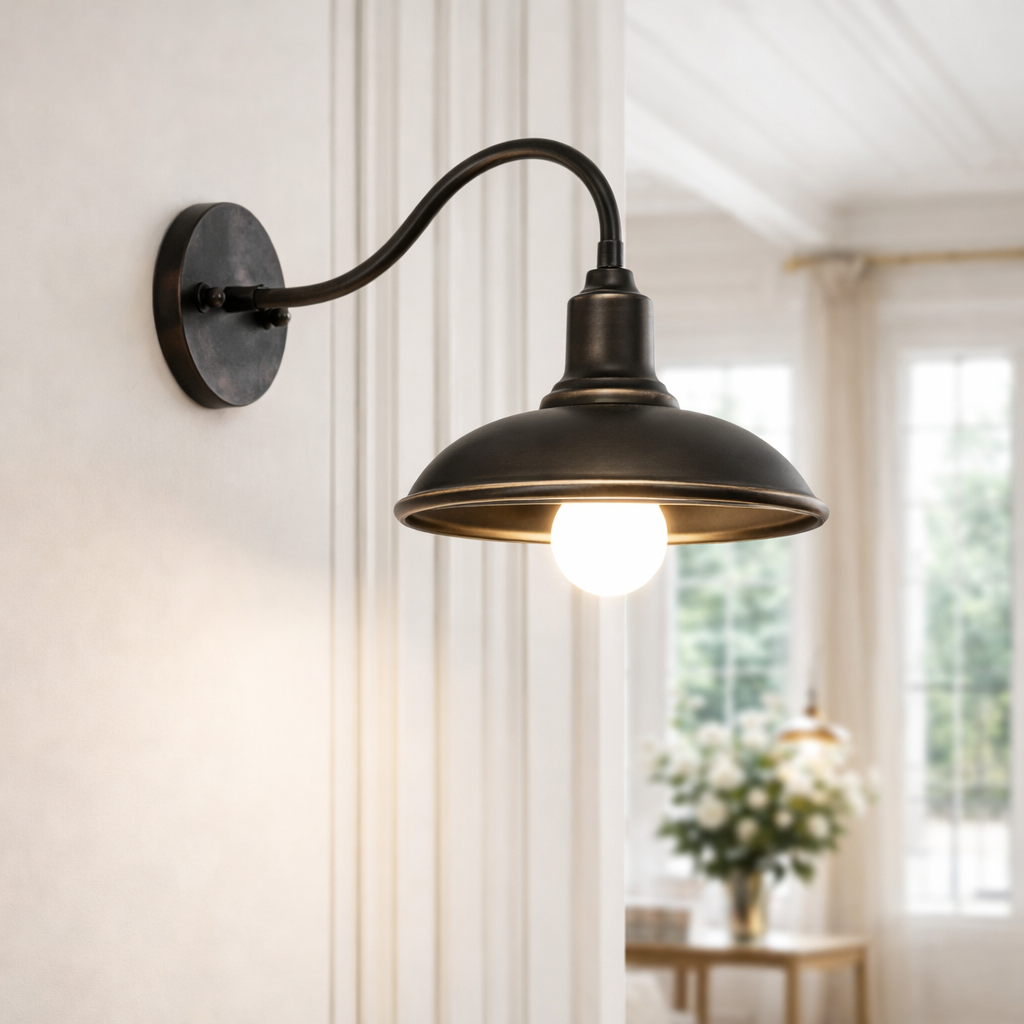 Classic Iron Pot Lid Wall Light - Retro Style