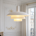 Danish Style Red Pendant Light – Modern Layered Ceiling Lamp
