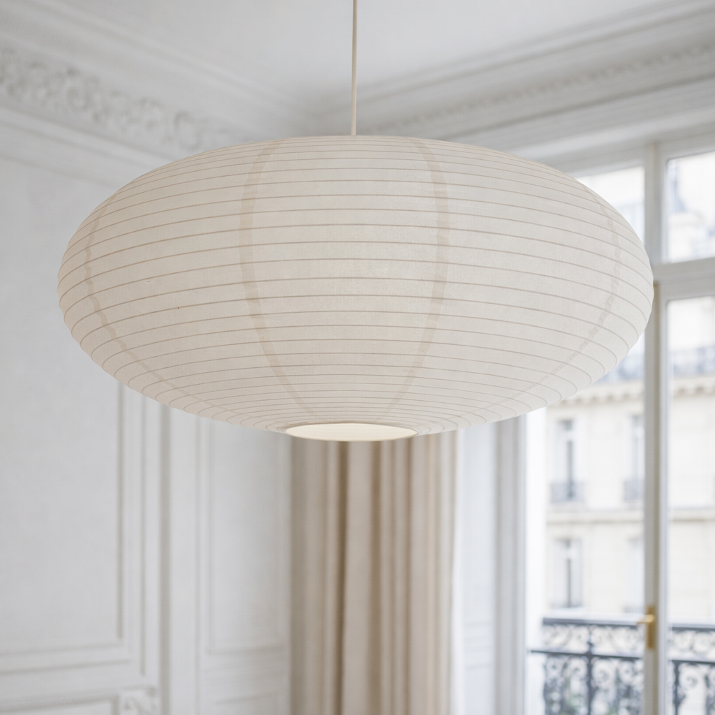 Japanese Paper Pendant Light – Wabi-Sabi Minimalist Ceiling Lamp
