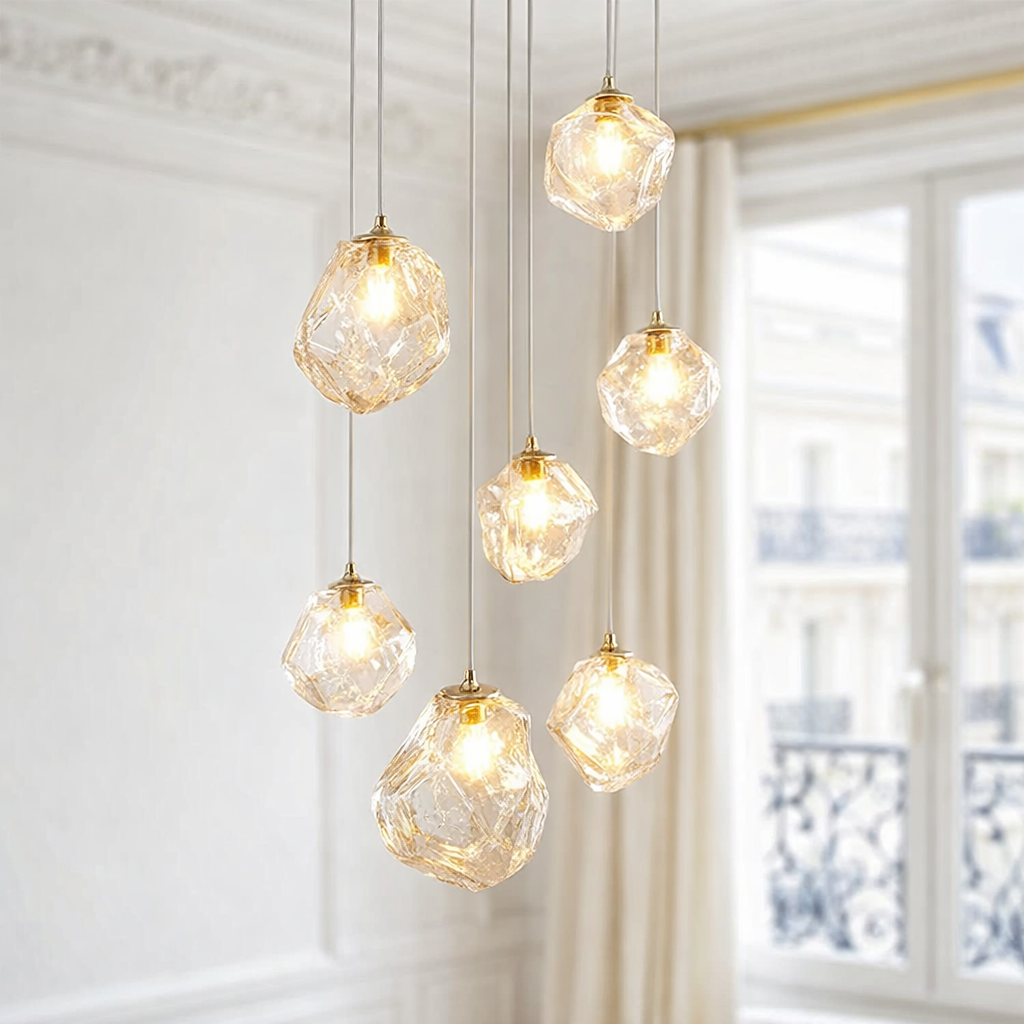 Modern Glass Cluster Chandelier – Nordic Pendant Staircase Ceiling Light