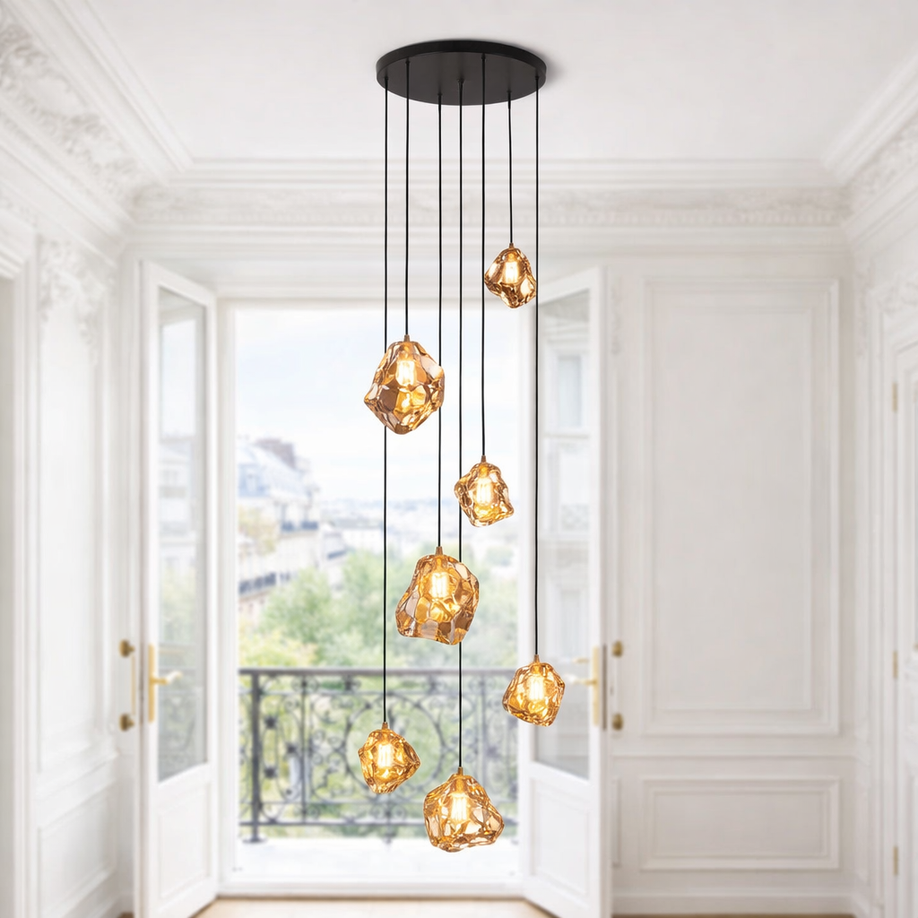 Modern Glass Cluster Chandelier – Nordic Pendant Staircase Ceiling Light