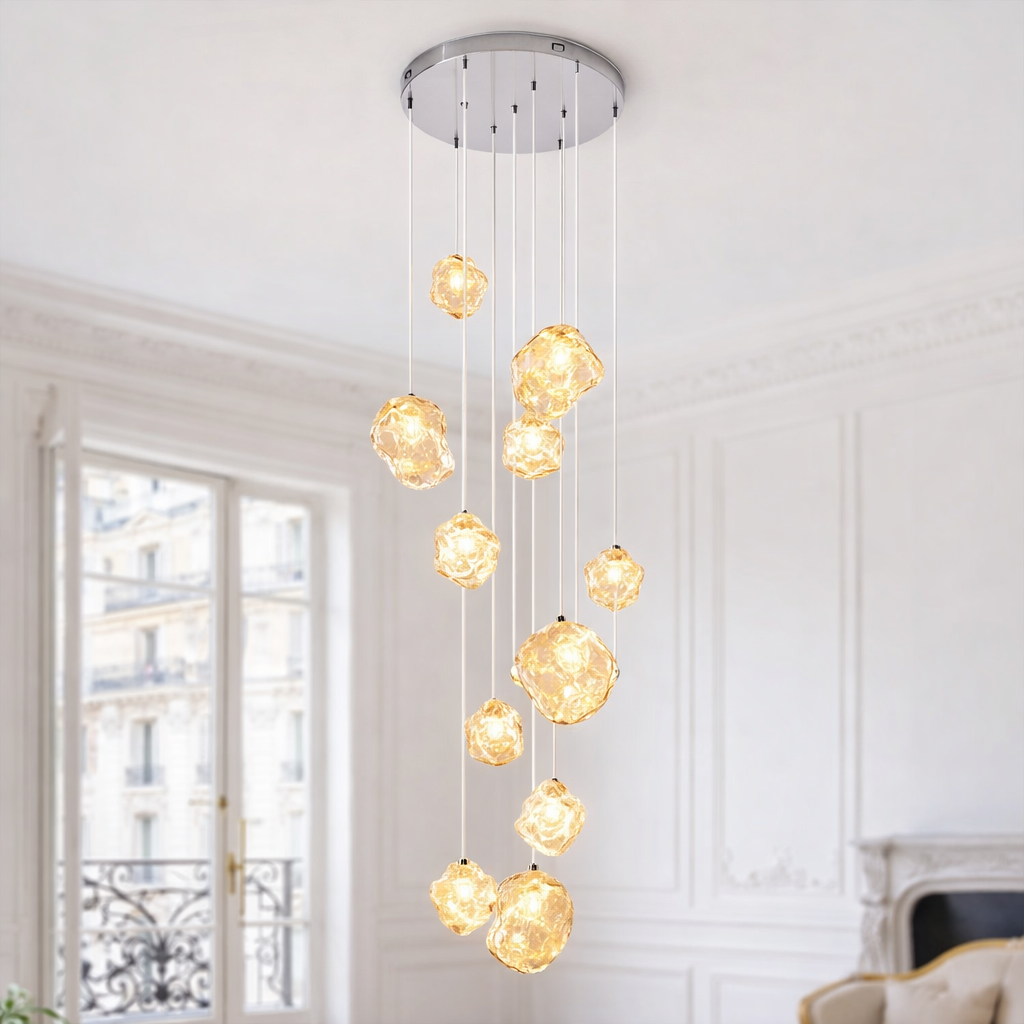 Modern Glass Cluster Chandelier – Nordic Pendant Staircase Ceiling Light