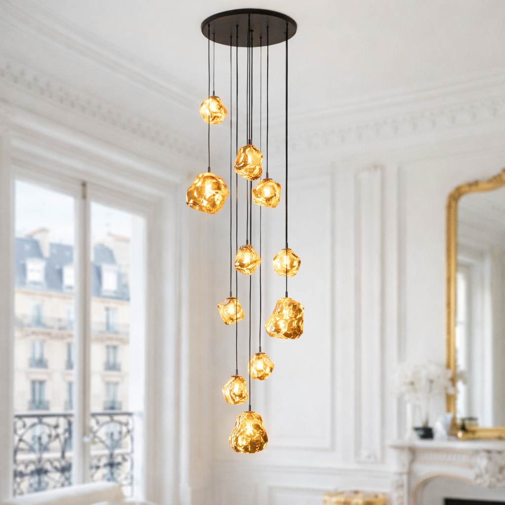 Modern Glass Cluster Chandelier – Nordic Pendant Staircase Ceiling Light
