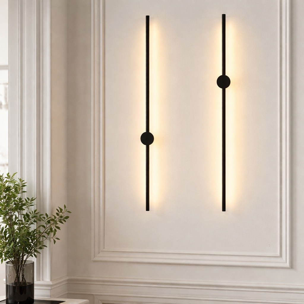 Modern Linear LED Wall Light – Minimalist Black Vertical Wall Sconce