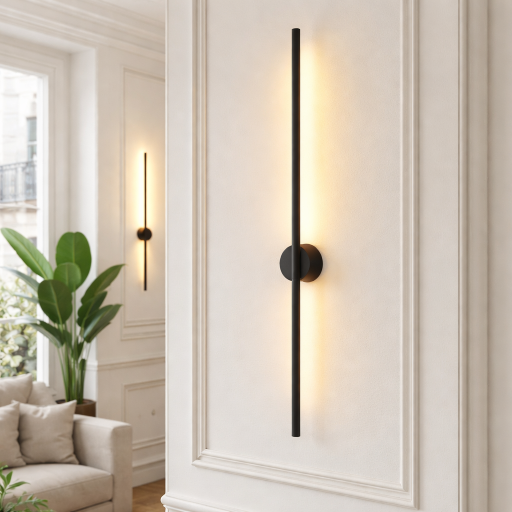 Modern Linear LED Wall Light – Minimalist Black Vertical Wall Sconce