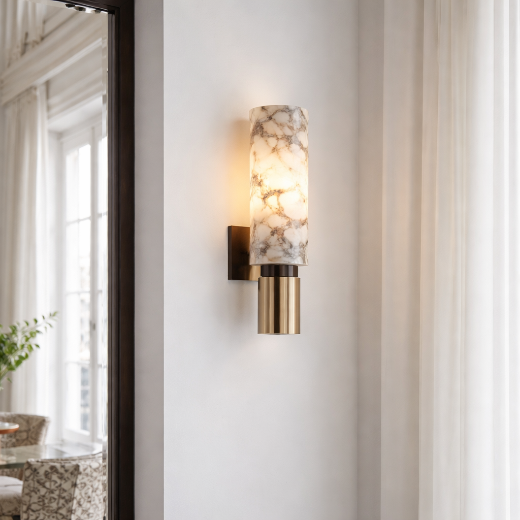 Marble Wall Light – Modern Luxury Wall Sconce with Brushed Brass Finish