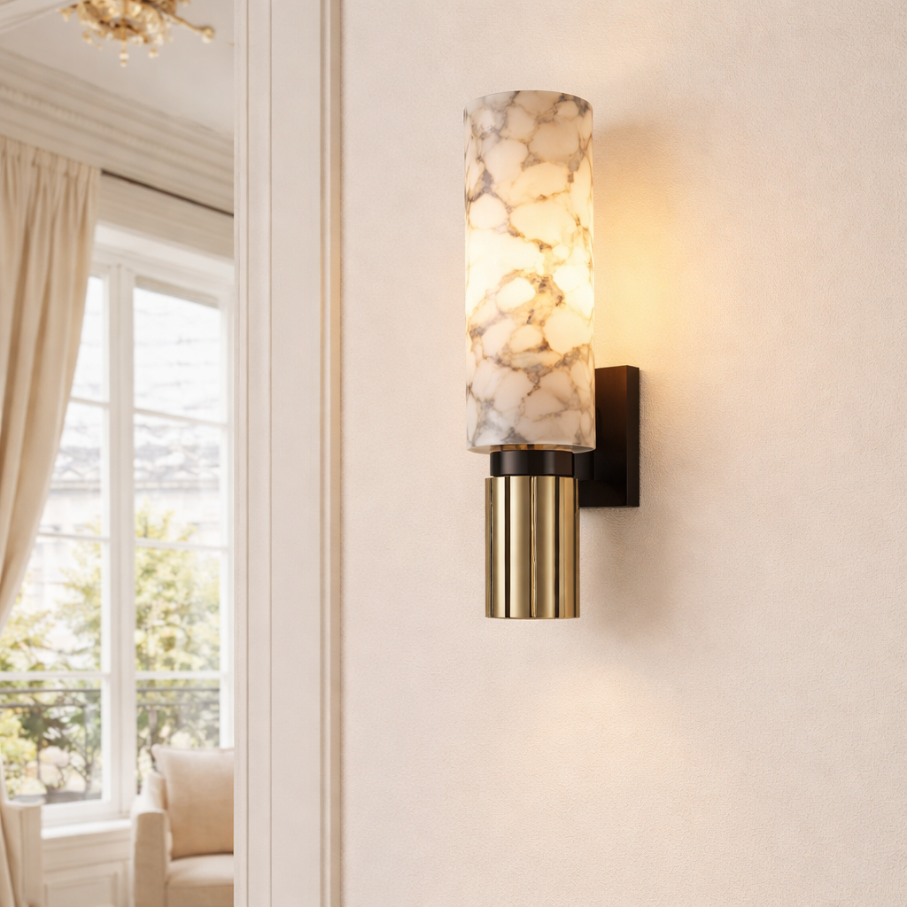 Marble Wall Light – Modern Luxury Wall Sconce with Brushed Brass Finish