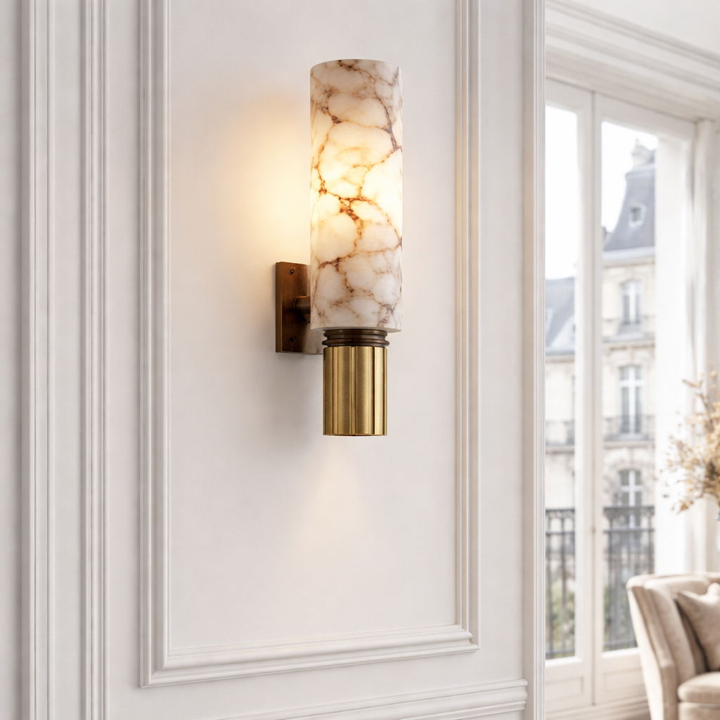 Marble Wall Light – Modern Luxury Wall Sconce with Brushed Brass Finish