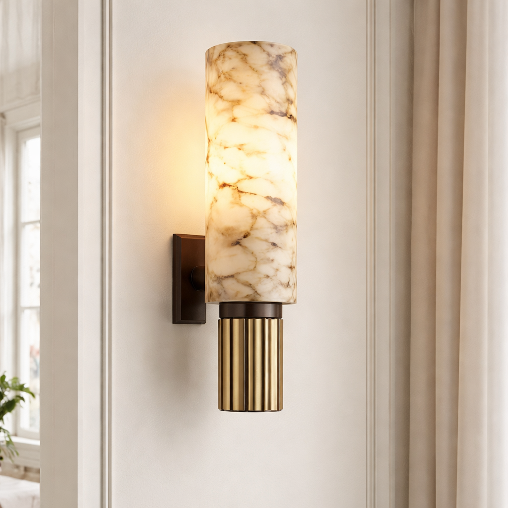 Marble Wall Light – Modern Luxury Wall Sconce with Brushed Brass Finish