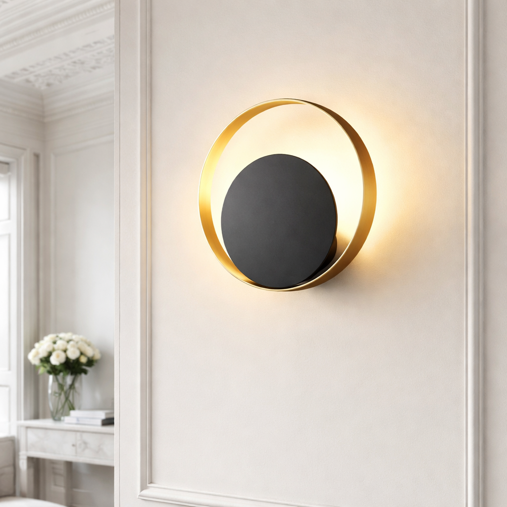 Nordic Round Wall Sconce – Minimalist Iron & Glass Design, Soft Ambient Light