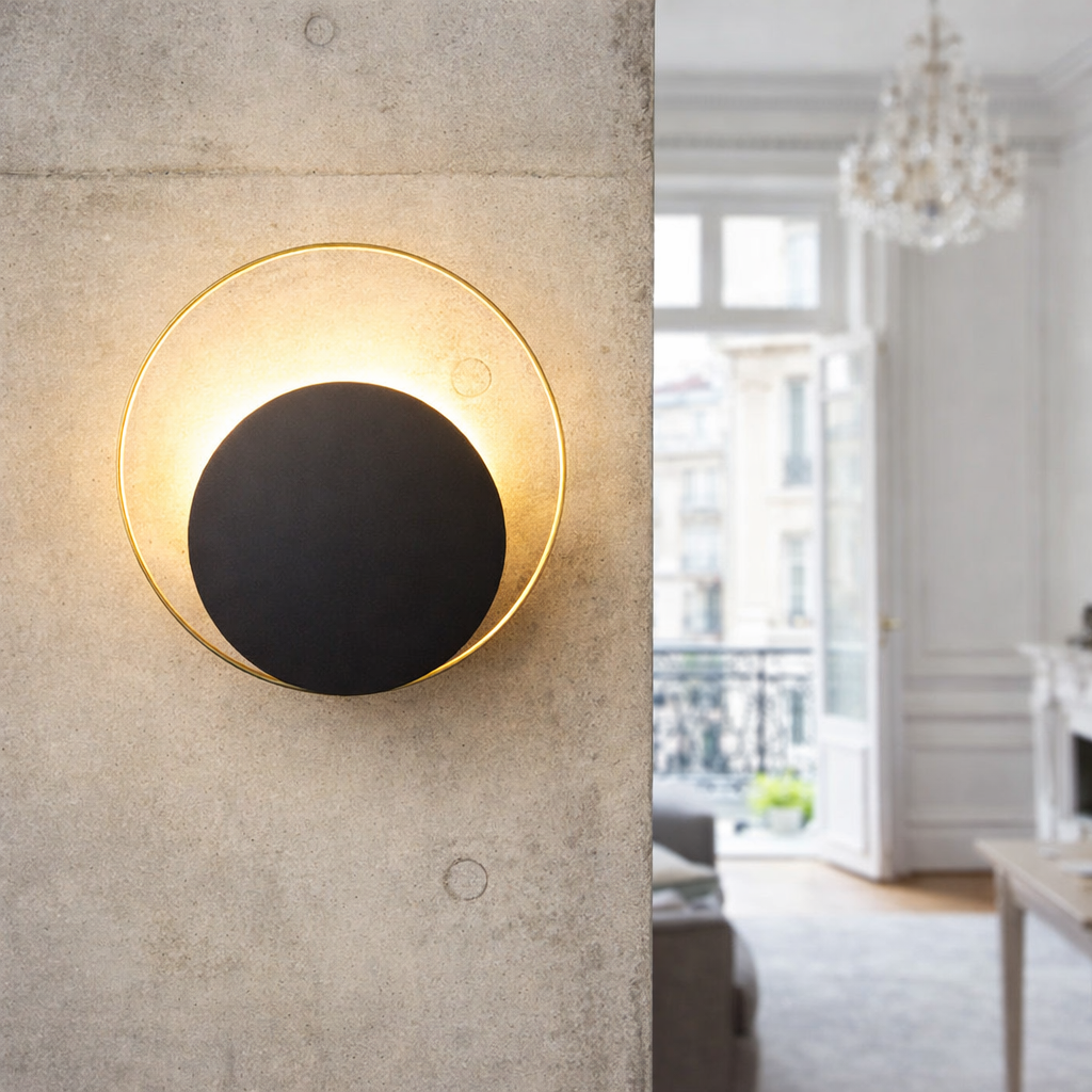 Nordic Round Wall Sconce – Minimalist Iron & Glass Design, Soft Ambient Light