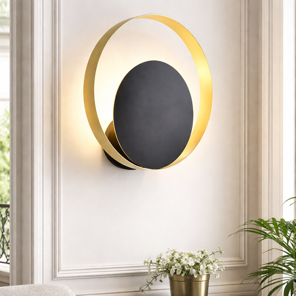 Nordic Round Wall Sconce – Minimalist Iron & Glass Design, Soft Ambient Light