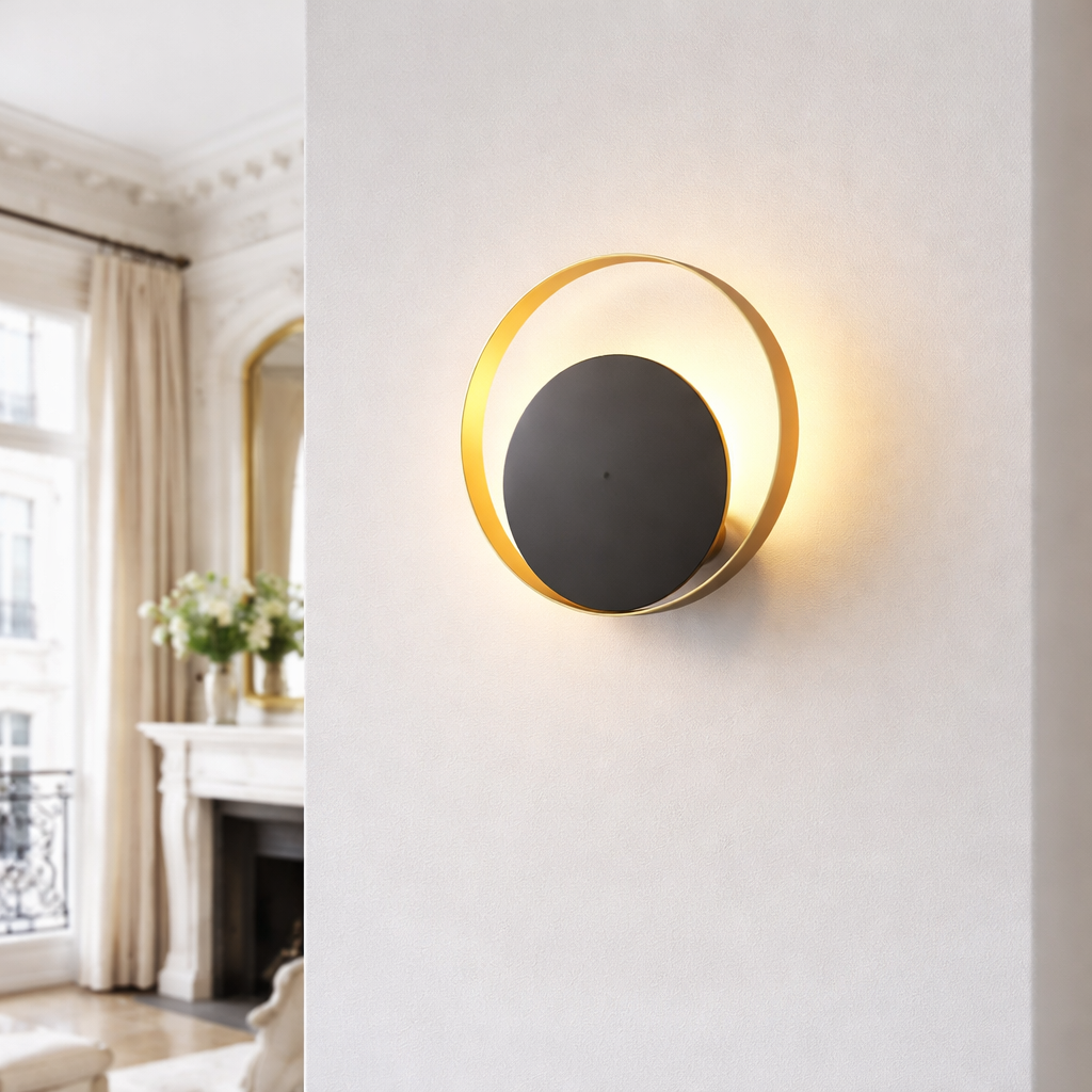 Nordic Round Wall Sconce – Minimalist Iron & Glass Design, Soft Ambient Light