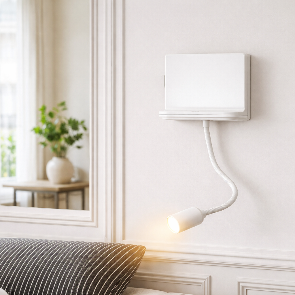 LED Wall Spot Light – Modern Wall-Mounted, Adjustable Spotlight with Wireless Phone Charger