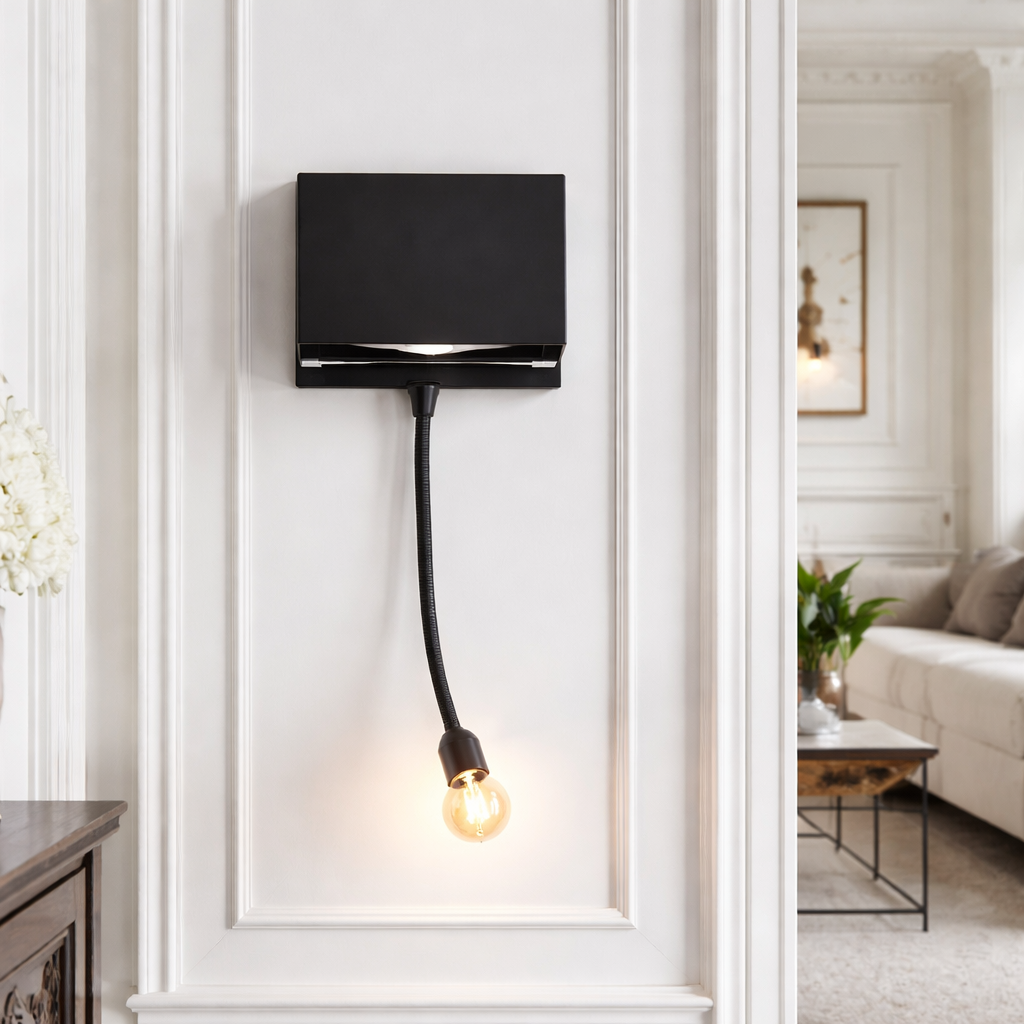 LED Wall Spot Light – Modern Wall-Mounted, Adjustable Spotlight with Wireless Phone Charger