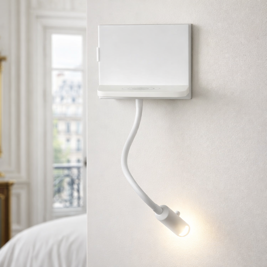LED Wall Spot Light – Modern Wall-Mounted, Adjustable Spotlight with Wireless Phone Charger