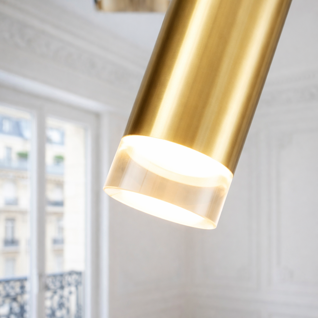 Simple Brass Pendant Light – Adjustable Cord LED Ceiling Light