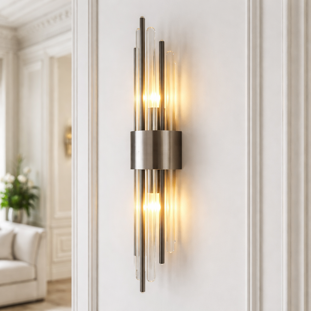Luxury Modern Wall Lamp – Stainless Steel and Crystal LED Wall Light