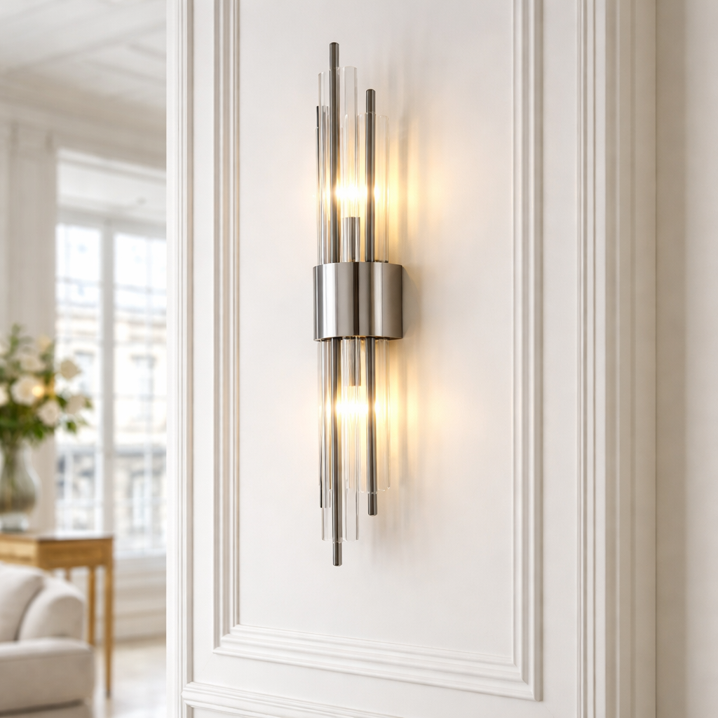 Luxury Modern Wall Lamp – Stainless Steel and Crystal LED Wall Light