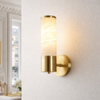 Gold Marble Sconce Wall Light – Brass Finish Wall-Mounted Fixture