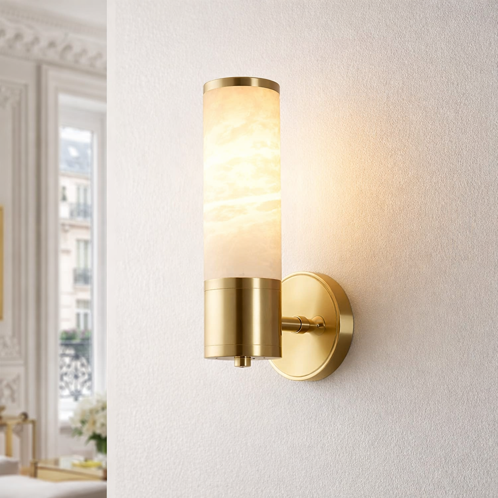Gold Marble Sconce Wall Light – Brass Finish Wall-Mounted Fixture