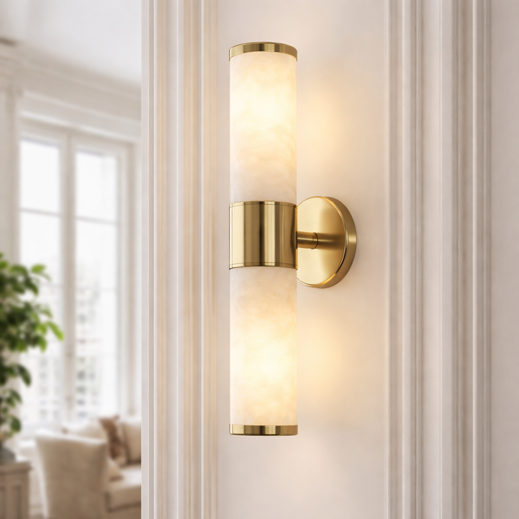 Gold Marble Sconce Wall Light – Brass Finish Wall-Mounted Fixture
