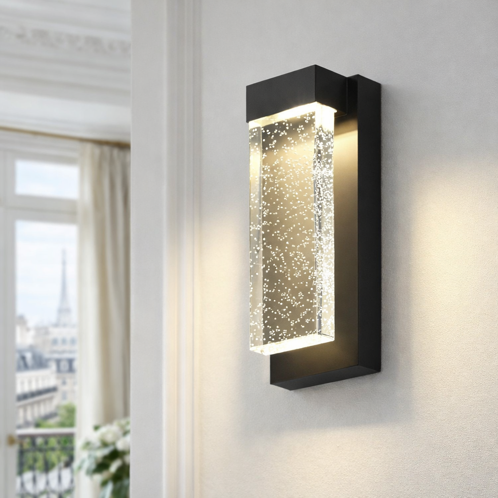 Outdoor Bubble Crystal Wall Light – Aluminium and Crystal LED Wall Fixture