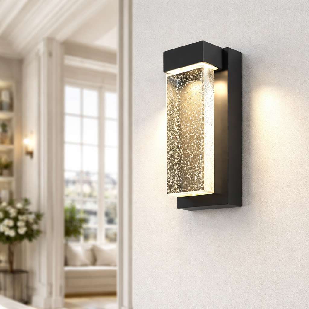 Outdoor Bubble Crystal Wall Light – Aluminium and Crystal LED Wall Fixture
