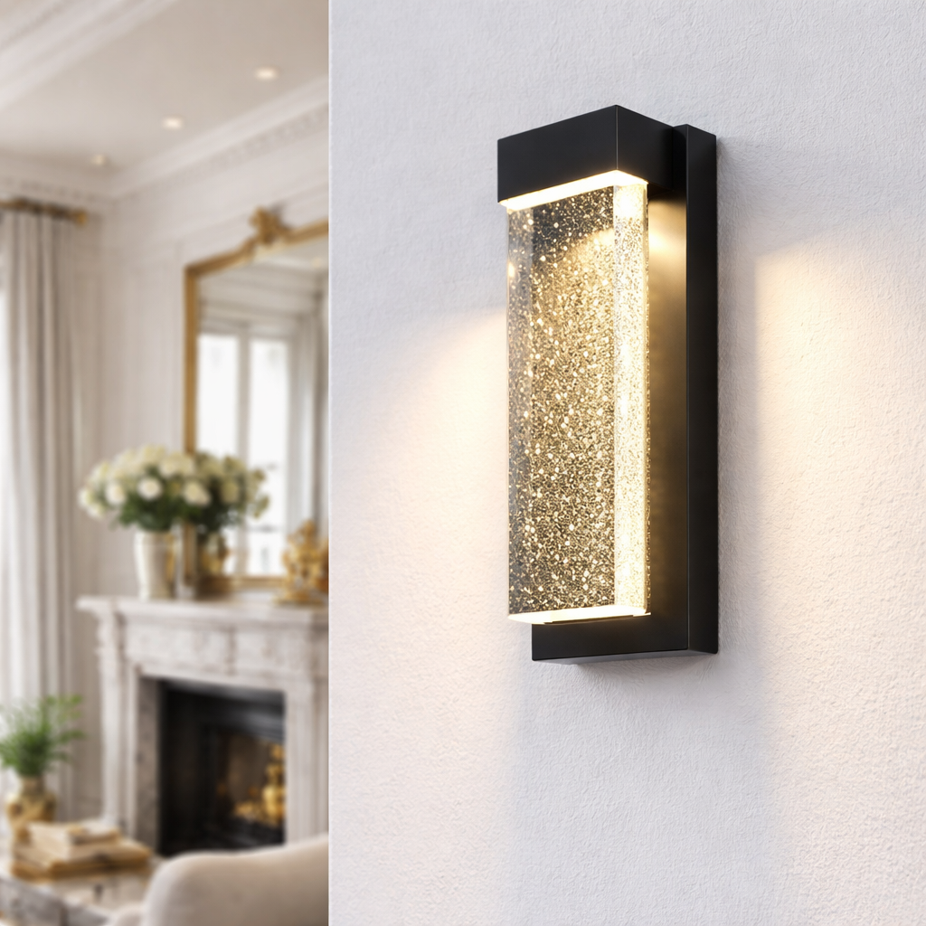 Outdoor Bubble Crystal Wall Light – Aluminium and Crystal LED Wall Fixture