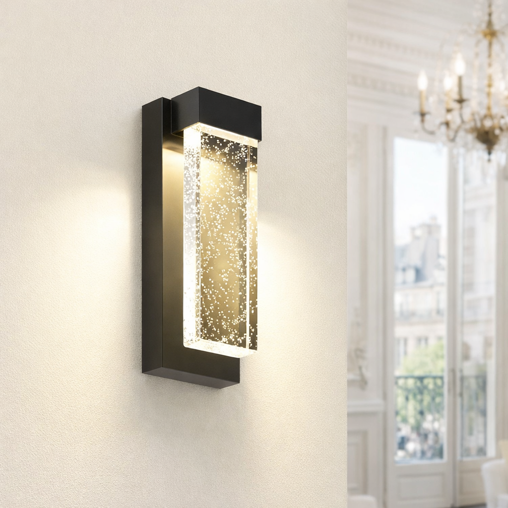 Outdoor Bubble Crystal Wall Light – Aluminium and Crystal LED Wall Fixture