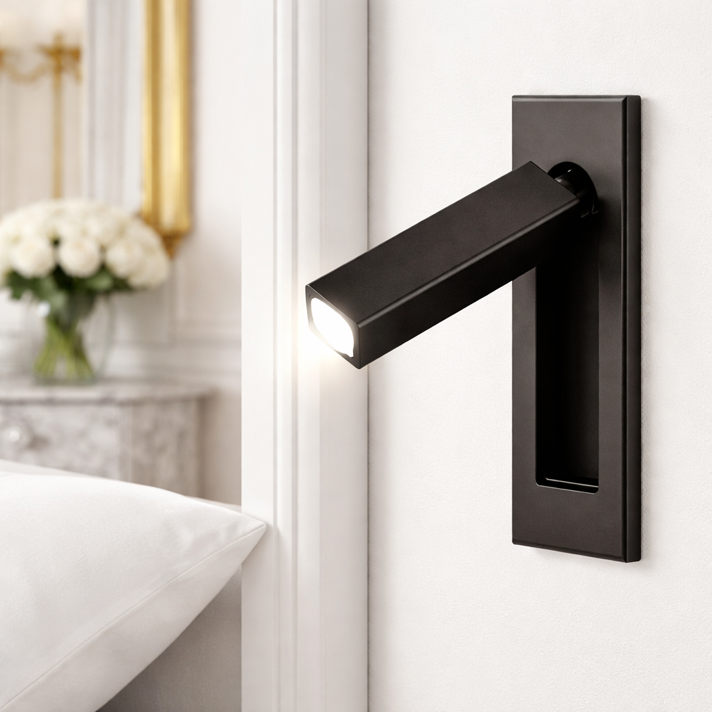 Modern Rotatable Bedside Wall Sconce, Cylindrical or Square, Metal