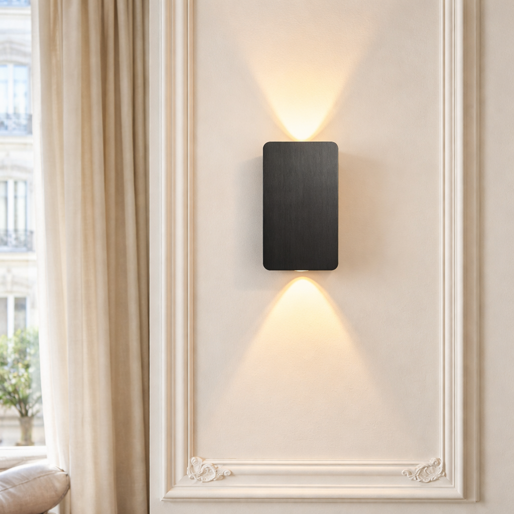 Indoor Wall Lamp, Rectangular LED, Metal, Warm Light