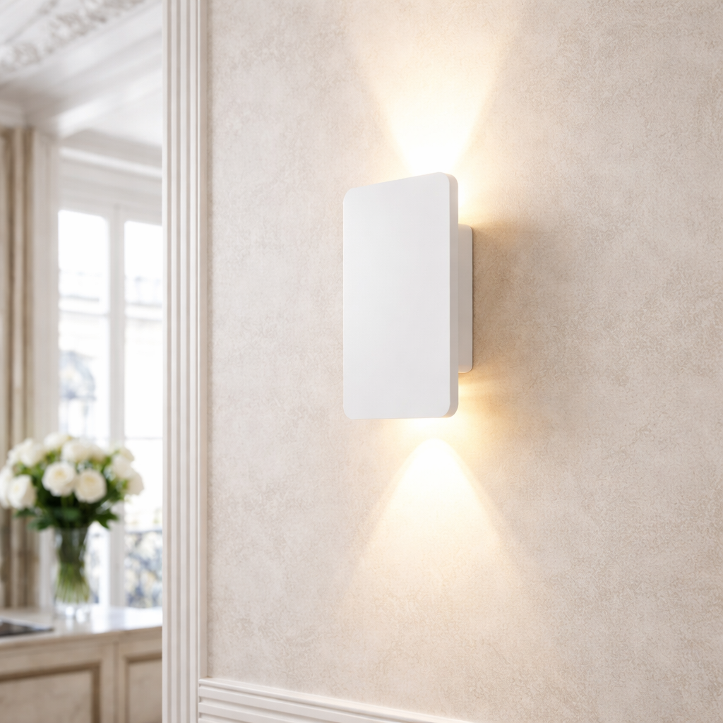 Indoor Wall Lamp, Rectangular LED, Metal, Warm Light