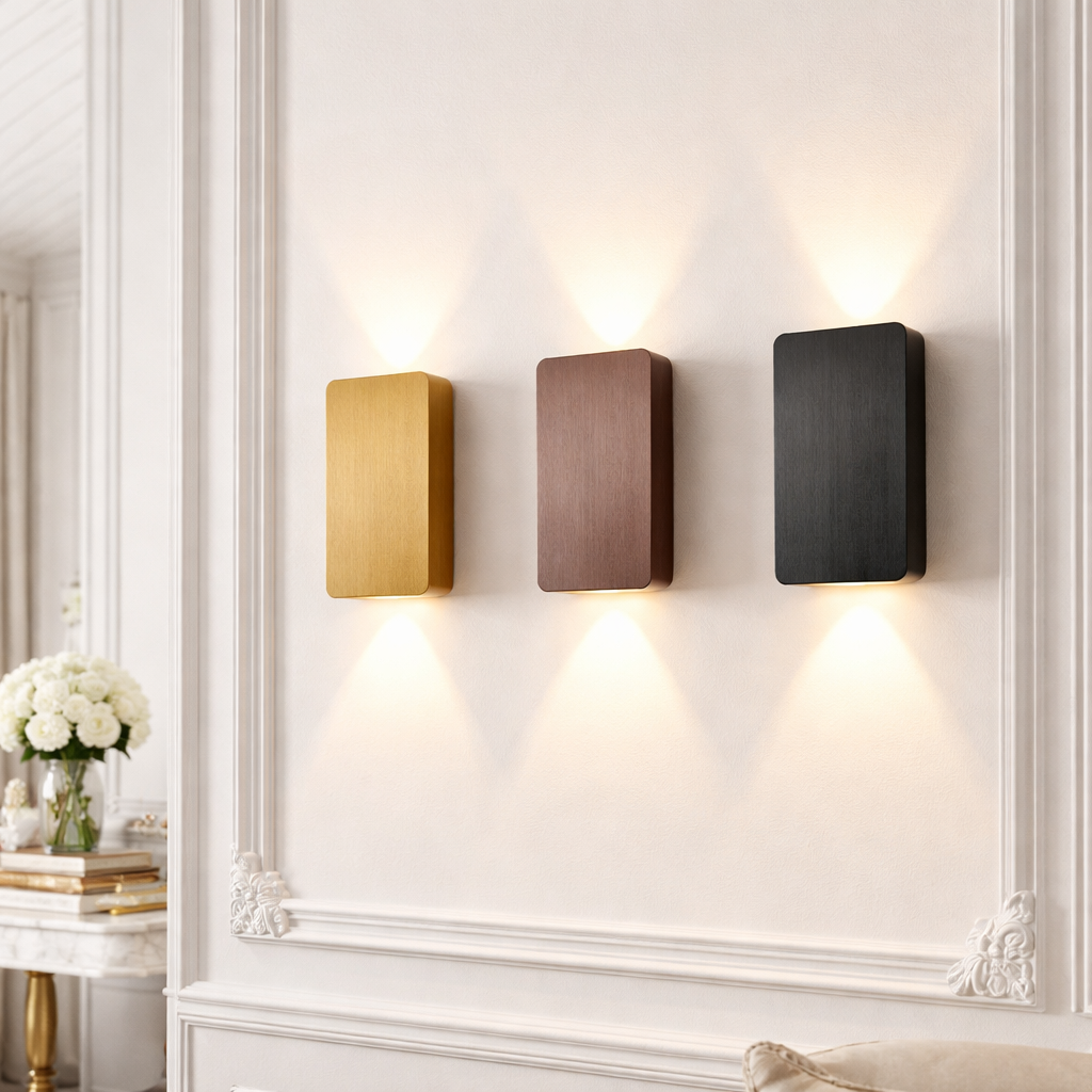 Indoor Wall Lamp, Rectangular LED, Metal, Warm Light