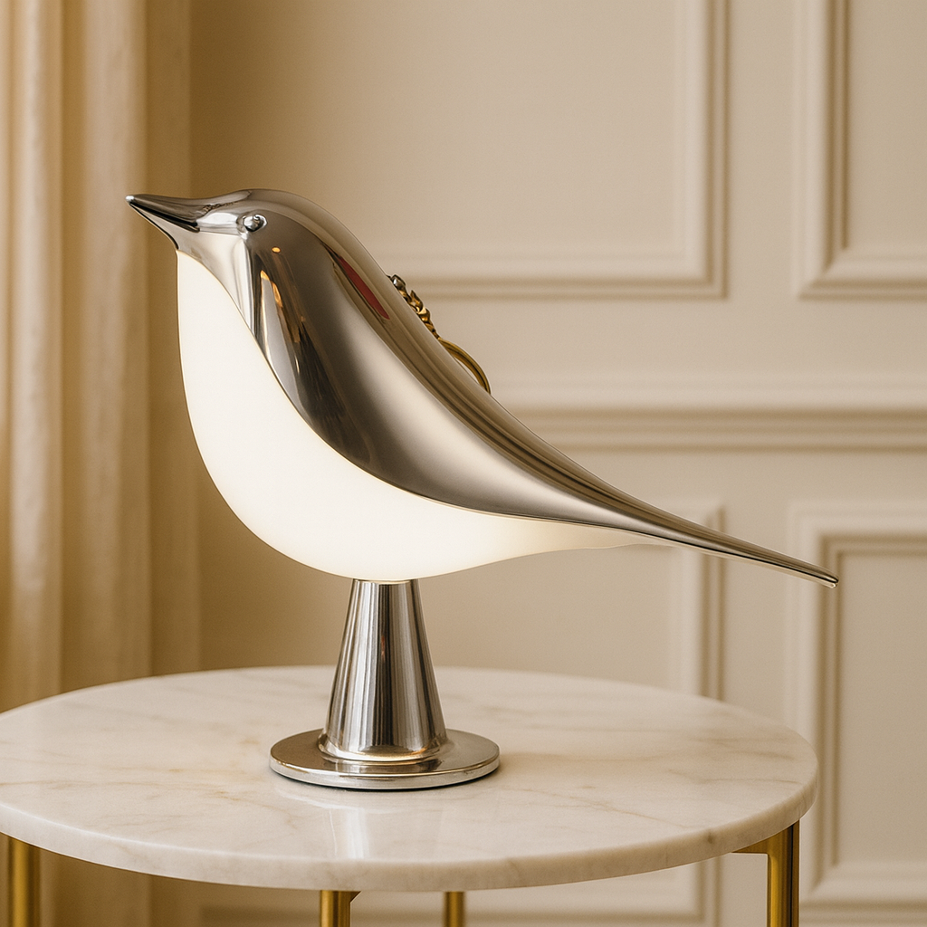 Small bird table lamp - light up wooden bird