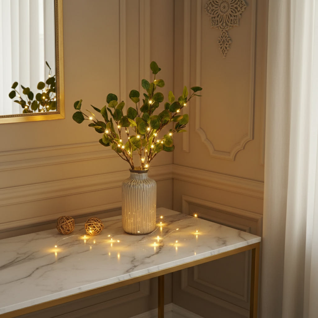 Fairy Light Olive Branch Faux Plant