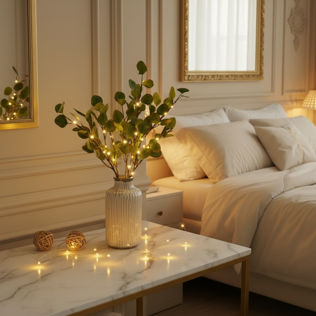 Fairy Light Olive Branch Faux Plant