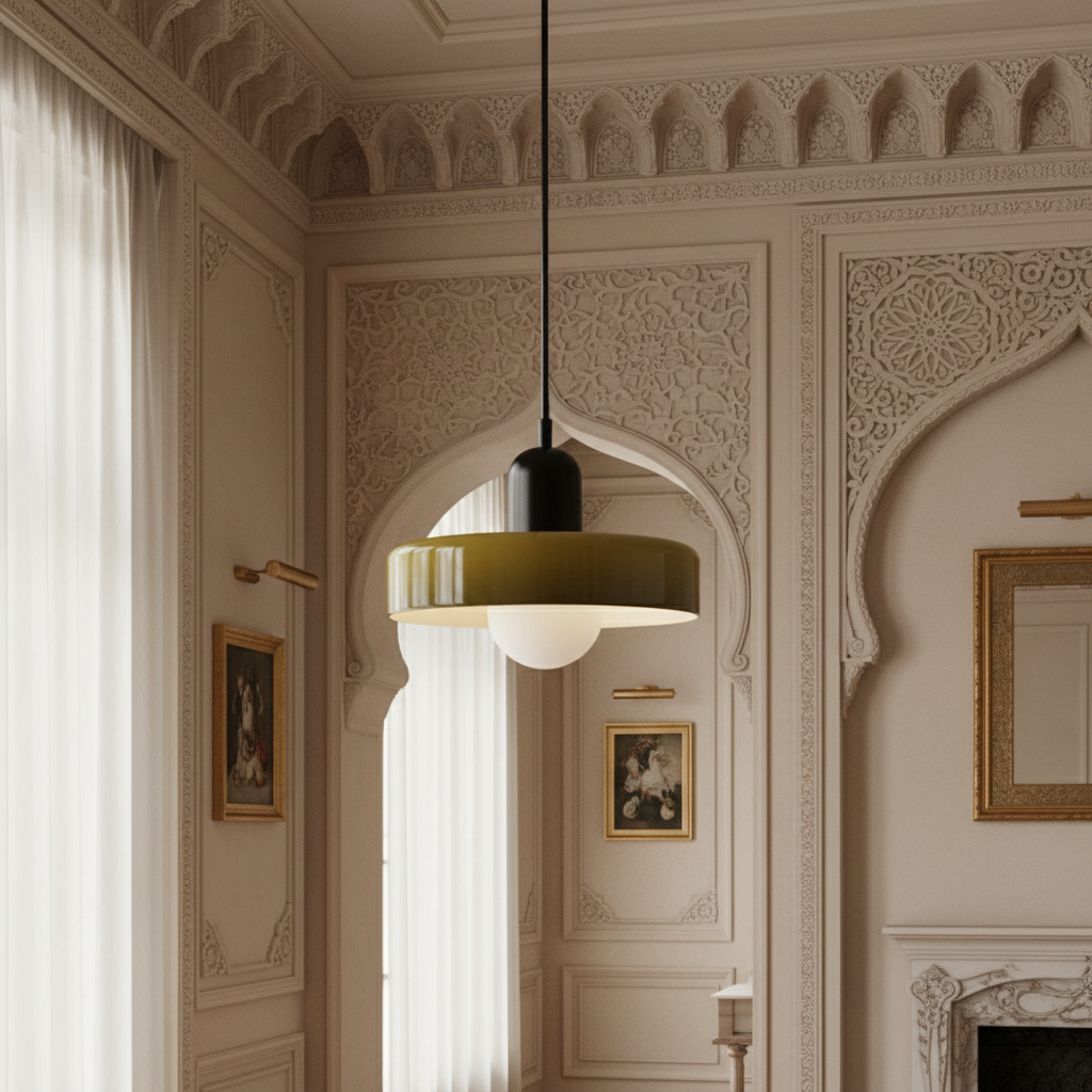 Bauhaus Pendant Ceiling Light - Coloured Glass