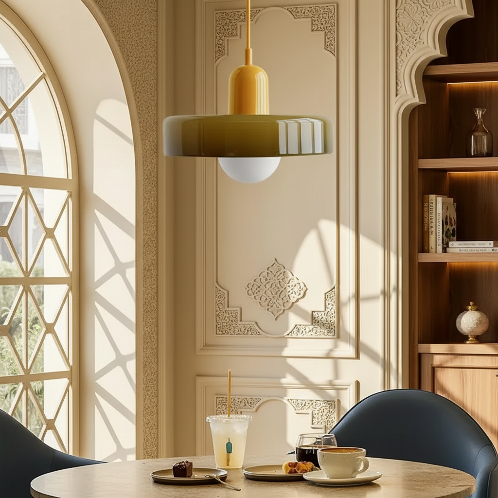 Bauhaus Pendant Ceiling Light - Coloured Glass