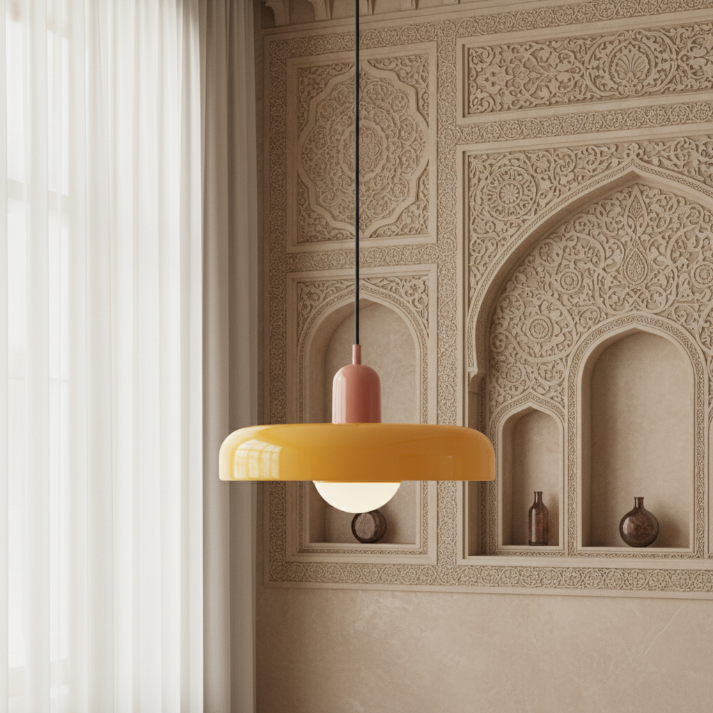 Bauhaus Pendant Ceiling Light - Coloured Glass