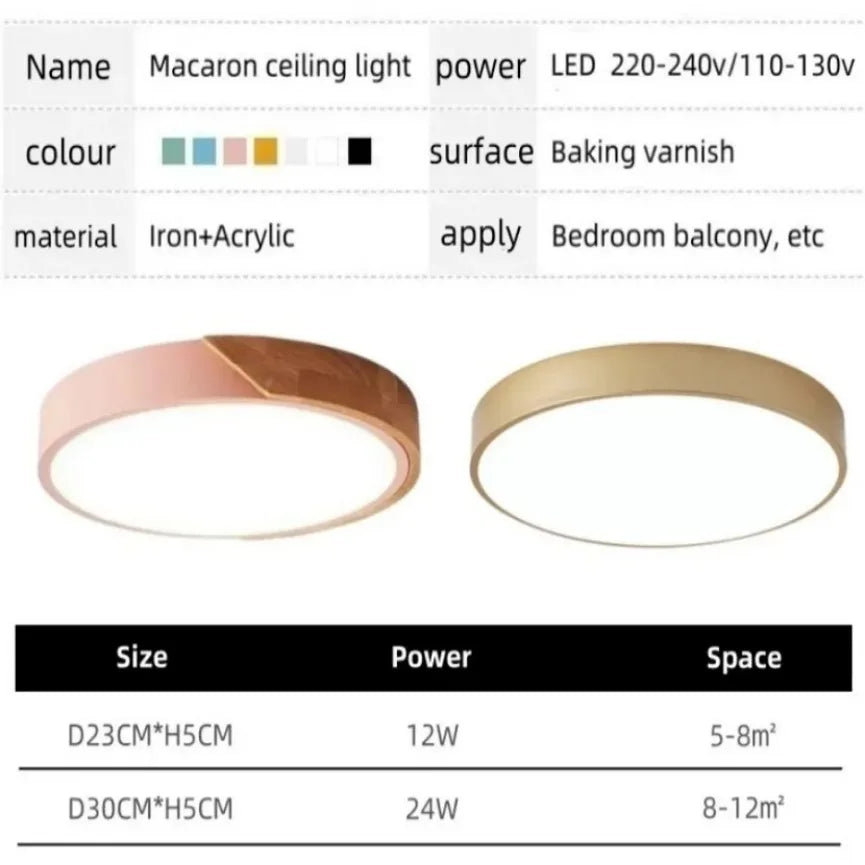 LED Ceiling Light – Modern Macaron, Nordic Style, Flush-Mount Circular