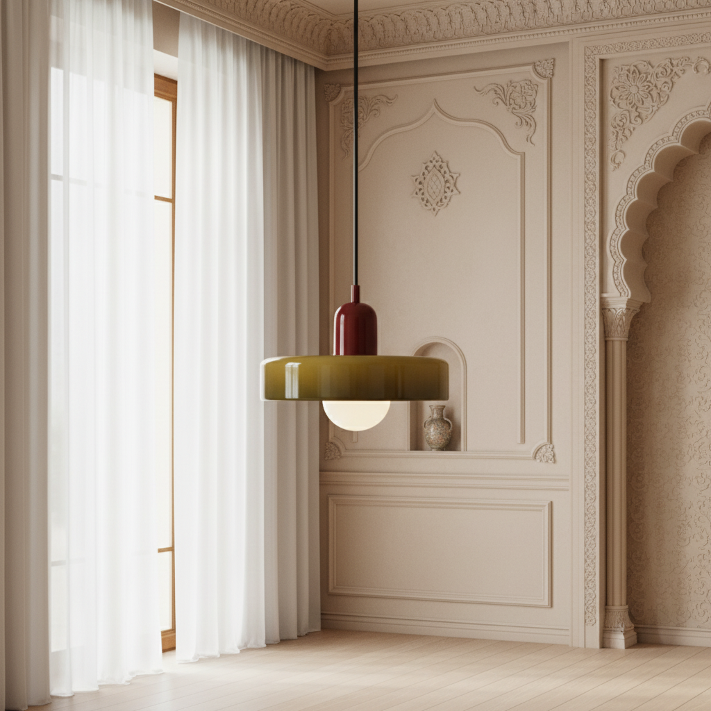 Bauhaus Pendant Ceiling Light - Coloured Glass