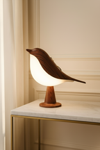 Small bird table lamp - light up wooden bird