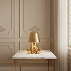 Small child statue metal table lamp