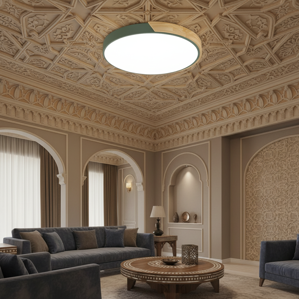 Modern Wooden Circular Ceiling Light