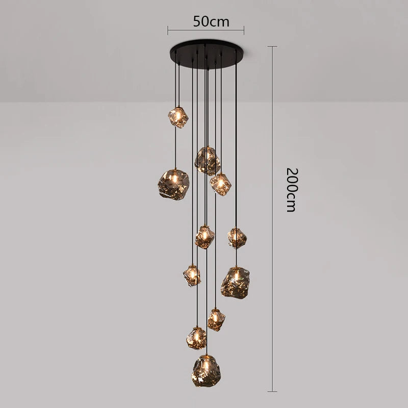 Modern Glass Cluster Chandelier – Nordic Pendant Staircase Ceiling Light