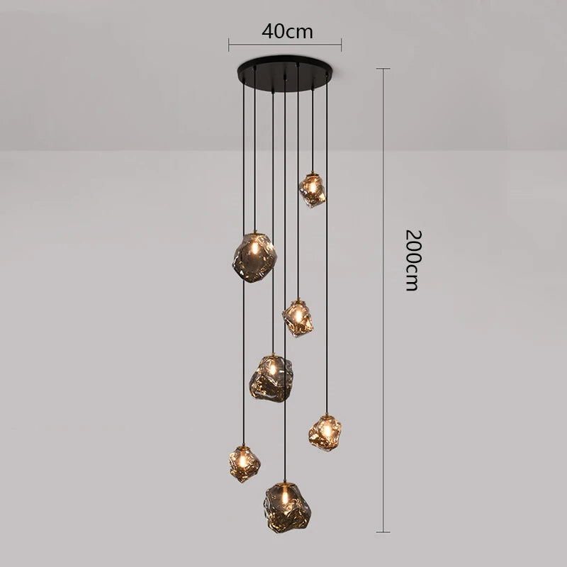 Modern Glass Cluster Chandelier – Nordic Pendant Staircase Ceiling Light